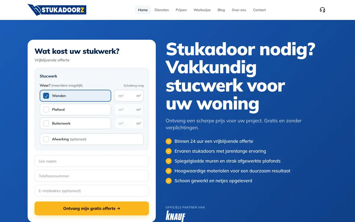 Screenshot van stukadoorz.nl