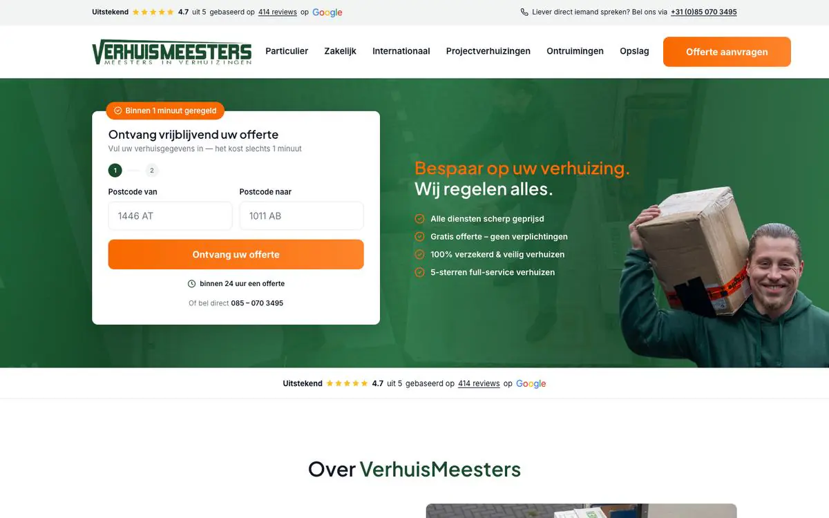 Screenshot van verhuismeesters.nl