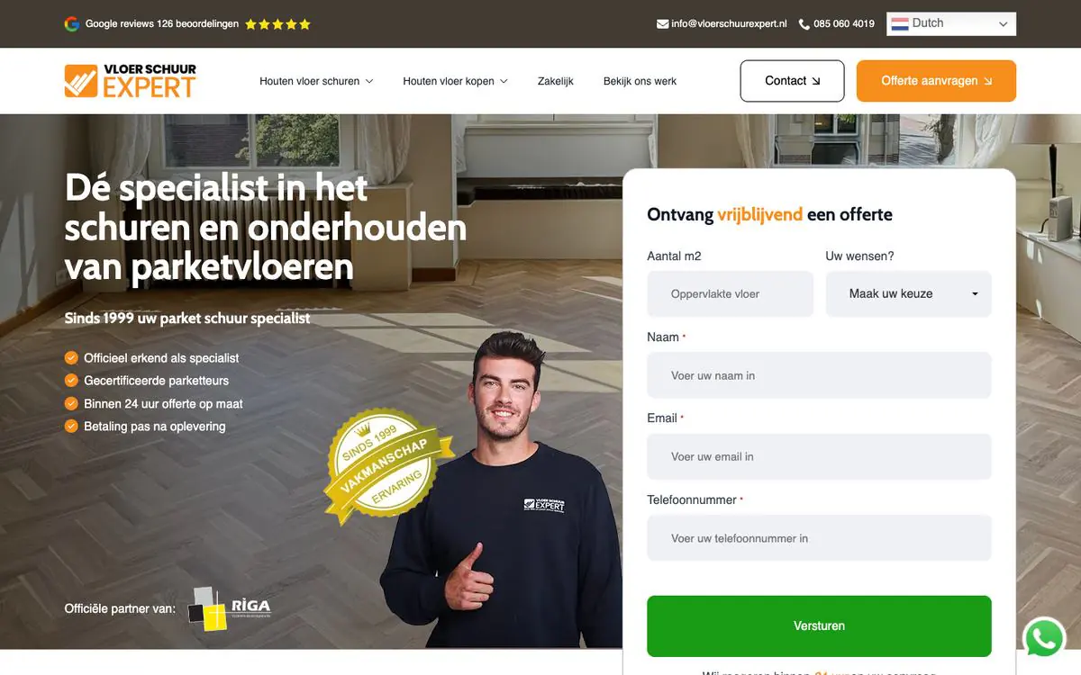 Screenshot van vloerschuurexpert.nl